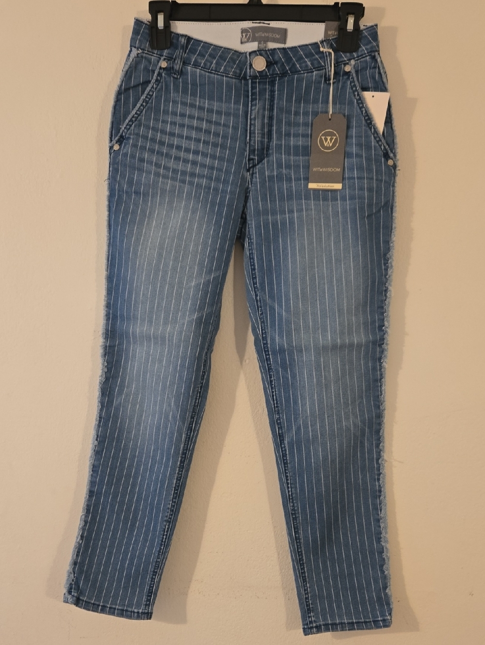 Wit & Wisdom Light Blue Pinstripe Skinny Jeans 0 Stretchy Denim Pants